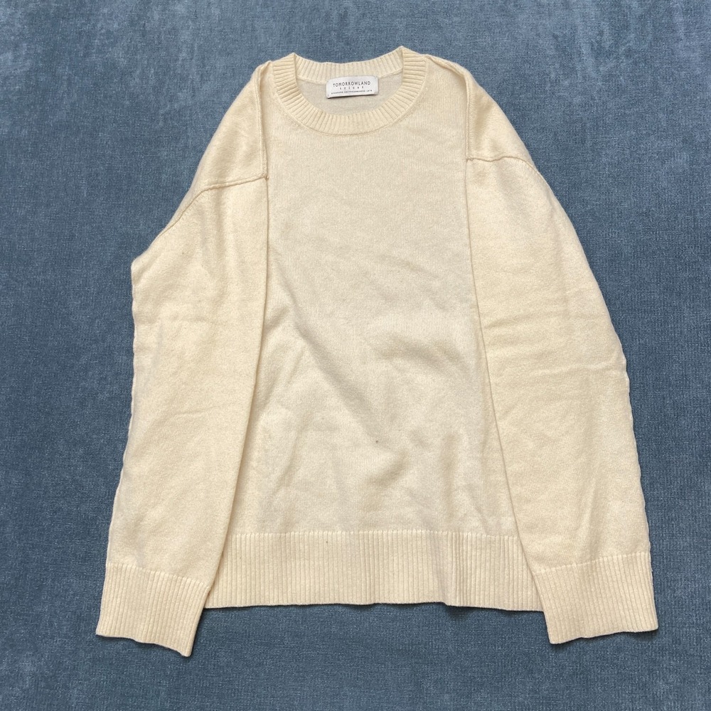 Tomorrowland Tricot Cashmere Sweater Men XS Knitted Off White Crew Neck Pullover